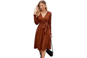 Newshows Jumper Dress for Women UK Long Sleeve V Neck Ladies Knitted Elegant Sweater Party Dress with Pockets