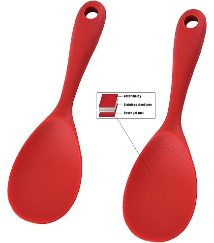 Produktbild von DONFAMDS 3stücke Hitzebeständiger Reislöffel Aus Silikon Antihaftbeschichtung Zum Servieren Und Rühren Reisspatel Für Küche Effizientes Abschaben Großzügiges Servieren Für Familien