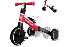XIAPIA Triciclo per Bambini 1 2 3 4 Anni, Bici Senza Pedali Triciclo con Pedali da Rimovibile 3 in 1, Giochi per Maschio Bambina Tricicli Biciclettata, Regali di Natale o di Compleanno per Bambino