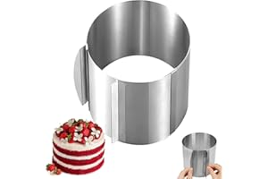 YoniYa Anello per Torta Regolabile Ø 16-30cm, Altezza 20cm Stampo Circolare per Torte in Acciaio Inossidabile Anello per Torte Estensibile per Torte Mousse Torte Dessert Pasticceria Torta Fragola