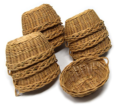 10er Set Miniatur Weidenkörbchen, handgefertigter Flechtkorb ca. 6 cm Durchmesser - 3