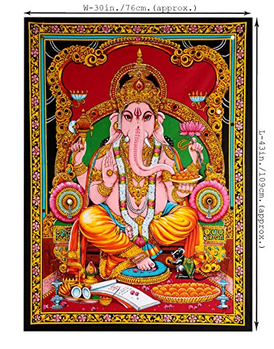 Wohnzimmer für Tapisserie Wohnkultur Baumwolle Indien Mehrfarbig Wandteppich Wall Hanging Herr Ganesha Gedruckt Von Rajrang - 3