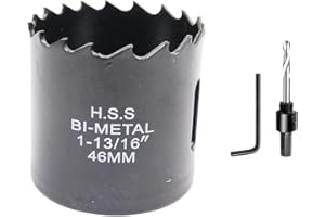 Otwornica 46 mm Laiwei Bimetal frez do otworów okrągłych HSS głowica piły tarczowej o grubości 1,8 mm, głębokość cięcia do 38 mm, nadaje się do drewna, tworzywa sztucznego, płyt gipsowo-kartonowych i