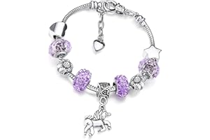 Deolven Braccialetti per Bambini con Unicorno, Braccialetto in Cristallo Scintillante Rosa per Ragazze Bracciale per Compleanno Bambina da 6-12 anni