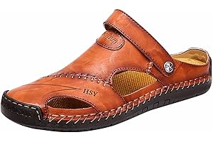 LUOLUOLUO Mens Closed Toe Sandal UK Clearance, Casual Slippers Shoes Vintage Sliders Athletic Sports Sandals Summer Beach Slipper Trekking Hiking Outdoor Sandals Garden Sandals Breathable Fisherman Sandals