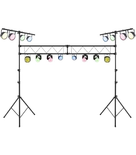 Supporto Luci A Traliccio COSTWAY Regolabile In Altezza 140-264,9 Cm, Treppiede In Ferro Pieghevole Con Portata 50 Kg, Ideale Per Palchi E Feste
