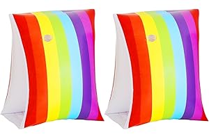ATBUSS 1 paire de bracelets de natation gonflables arc-en-ciel pour enfants de 3 à 8 ans - Équipement de sécurité - Aide à la natation pour enfants