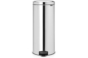 Brabantia - Poubelle à Pédale NewIcon avec Seau Intérieur en Métal 30L - Inox Brillant