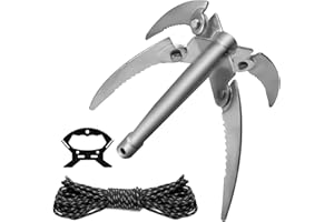 TIANLIN Ancla para Kayak, Paddle Surf y Moto de Agua con Cuerda de 9.5m y Mango, 0.4kg, Puntas Reforzadas, Ancla Plegable para Kayak y Sup