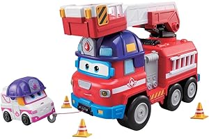 Super Wings - CAMIÓN DE Bomberos DE Rescate Figura DE ZOEY - Camión de Bomberos y Figura de Juego de la Serie Animada Efectos de luz y Sonido - Juguetes para niños a Partir de 3 años