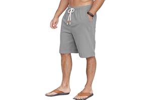 Halfword Pantaloncini Uomo Lino Estivi Corti Sportivi Casual Shorts Tasche Leggero Spiaggia Vacanza Beach