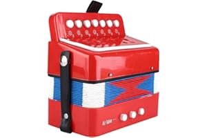 ALOMEJOR akordeon mini 7 klawiszy akordeon zabawka instrument muzyczny, zabawka fortepian, akordeon, instrument dla dzieci, dzieci, małych dzieci (czerwony)