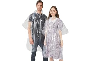 Durdiiy 2 Pack Rain Poncho, Disposable Rain Ponchos, Raincoat, Rain Poncho Adult with Drawstring Hoods, Poncho Waterproof Rain Poncho, Portable Rain Coat, Rain Coats for Women Men