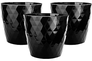 2friends Doniczka czarna, zestaw 3 sztuk, średnica 16 cm (u góry), czarna, błyszcząca, ze stabilnego tworzywa sztucznego, idealny rozmiar parapetu, wyprodukowano w UE