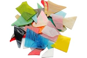 sharprepublic Morceaux De Verre Irréguliers 500g pour Bricolage, Carrelages en Verre Translucide, Carreaux De Vitrail Broyés, Couleurs Et Formes Assorties Fournitures