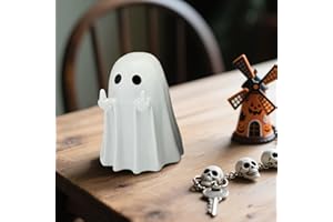 DORIMI Halloween Ghost Figurine - Resin Ghost Statue, Cute Decor for Indoor Outdoor Halloween Decorations, Spooky Decor for Desk, Porch, Bathroom (Cute Version)