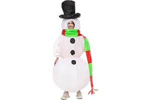 Geerypsy Aufblasbare Schneemann Kostüme für Erwachsene Lustige weiße Schneemann Anzug Fancy Kleid Weihnachten Overall für Winter Maskerade Party Cosplay Silvester Halloween