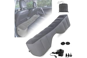 MEIRRAI Colchón Coche, Cama Hinchable Coche, Colchon Coche Asientos Traseros Ensanchar, Bomba de Aire Eléctrica, Accesorios Coche para Viajes, Camping