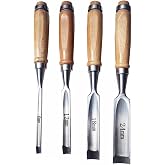4 Pieces Wood Chisel Set, Round and Concave Curved Chisel Tools, CR-V Steel Chisel Set with Semicircular Edge 8mm(5/16")/12mm