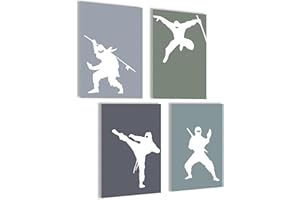 Mojoliving Poster de Ninja pour Chambre d'Enfant Garçon - Décoration Murale avec Épée - Costume de Ninja - Images pour Chambre