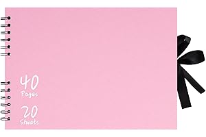 Vienrose Album Photo 29x21,5 cm, Album Scrapbooking DIY avec 40 Pages Papier Kraft Noir Épais, Album Photo Vierge pour Mariage, Bébé, Famille, Livre Scrapbooking Personnalisable, Rose