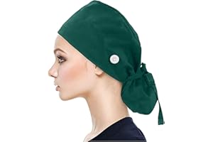 Sonnena Gorro para Hombres y Mujeres con Botón Flor Corbata Algodón Gorros Pascua Sombrero para Pelo Largo Corto Gorro de Trabajo
