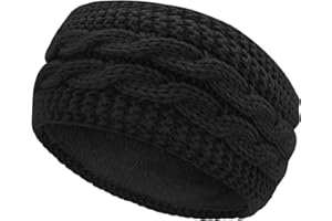 CHEERYMAGIC Winter Cable Knit Headbands, Women Ear Warmer Knitted Thermal Twist Headbands for Girls, Head Wrap Winter Shopping Skiing Running Outdoor Sports Party Good Gift (Black)