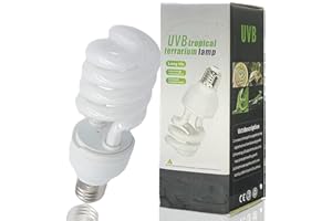 QeeHeng UVB Bulbs for Reptiles 5.0 Turtle Light Bulb for Aquatic Turtles Tropical Terrarium Lamps Energy Saving Calcium Supplement for Tropical Rainforest Amphibians Snake Lizard (UVB5.0 26W)