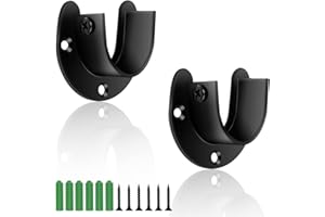 Rundrohr Halterung 32mm, DEANKEJI 2 Stück Schwarz Kleiderstange Schrank, Edelstahl Stangenhalterung, Kleiderstangenhalter für Wäscheständer, Gardinenstange