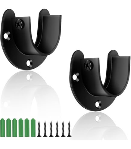 YEYIT 6 stuks flensstanghouder, kaststanghouder, U-vormige eindstangbeugel, roestvrij staal, 25 mm, kaststang, contactdoos voor garderobestang, douchegordijnstang