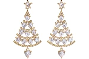 WSRRDRECVHi Christmas Tree Earrings,Zircon Dangle Earrings Stud Drop,Christmas Tree Dangle Earrings Jewelry for Women Girls Present Valentines Birthday Anniversary Christmas