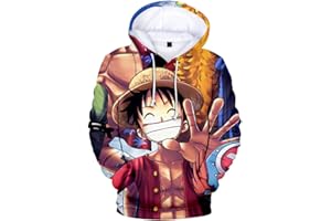 WANHONGYUE Anime One Piece Luffy 3D Imprimer Pullover Sweat à Capuche Cosplay Vêtements Pull Hoodie Sweat-Shirt Manteau