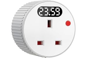 SURAIELEC Countdown Timer Plug Socket, Digital Plug with LED Display, 1 Min–24H Adjustable Countdown Switch, 16A 3680W Energy Saving Socket for Christmas Lights, Heaters & Home Appliances