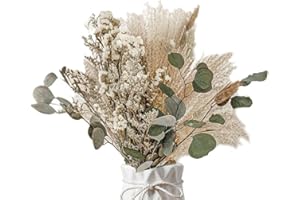Abiyou 45PCS Pampas Secas Decoracion Set, Ramos de Flores Secas Naturales Decoración, Esponjosas Ramas Secas Decorativas, Palitos de Pampas Grass, Hierba de Pampas Natural, para Boda, Hogar,Decoración