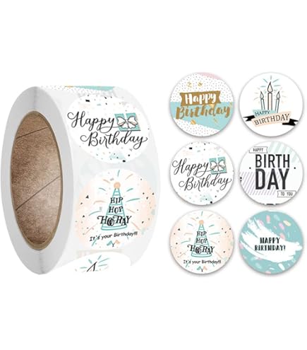 1000 Adesivi 'Buon Compleanno' - Rotolo, 2.5 Cm, Per Regali, Biglietti E Feste - Foto 10