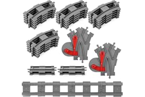 HOTUT Zestaw Rozbudowy Torów Kolejowych, 26 Sztuk Akcesoriów do Zabawkowych Pociągów, Klocki Konstrukcyjne do Budowy Miasta, Prezent dla Chłopców i Dziewczynek