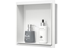 Bernkot Niche murale en acier inoxydable 304 blanc - 30 x 30 x 10 cm - Pas de carrelage nécessaire - Montage encastré