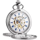 Mechanische Taschenuhr Mit Skelett - Silber Für Damen & Herren