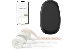SUPVAN E10 Bluetooth Label Maker Machine with 3 Tapes, Continuous Waterproof Label, Versatile App with 35 Fonts and 1k+ Icons, Inkless Labeler for Home, Kitchen, School, Office Organization, Black