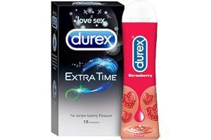 Durex Strawberry 50ml, Extra Time 10s -Pleasure Packs
