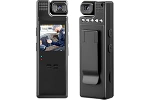 Aofesel 64 GB Körperkamera mit Audio und IPS-Display 1,3 Zoll, Nachtsicht, 1080P, Polizei (1200 mAh) mit 180° drehbarem Objektiv und Clip