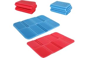 HZAOPZE 2 Pcs Coussin en Mousse Pliable extérieur, Portable Tapis Siège, Tapis en Mousse Pliable Camping avec Sacs Rangement Mousqueton pour Sac à Dos, pour Extérieur Randonnée Jardin, Rouge et Bleu
