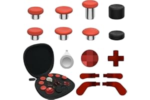 CHARM FOCUS 16-in-1 Metall Analogstick Ersatz Set für Xbox Elite Series 2 – Enthält magnetische Analogsticks, Paddles, Silikonkappen, D-Pads, Einstellwerkzeug (Rot)