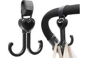 Viwavee Haczyk do wózka dziecięcego, w kształcie serca, zapięcie na rzepy, do torby do przewijania, torebek, plecaków, portmonetek, akcesoriów do wózków dziecięcych, uniwersalne dopasowanie (1