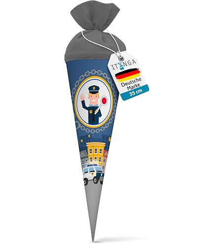 Schultüte „Polizei Auto & Helikopter“ – 85 Cm Eckig Mit Schleife, Made In Germany