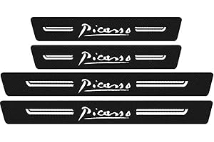 Symilov 4 Piezas Pegatinas Protector de Umbral Puerta de Coche para Citr-oen DS3 DS4 DS5 DS6 DS7 C1 C2 C3 C4 C5, Accesorios Decoración para Estribos de Coche AntiarañAzos de Fibra Carbono, Picasso
