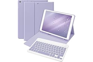 Bettdow for iPad 9th Generation 2021 Keyboard Case, Detachable Wireless Keyboard, Case with Pencil Holder for iPad 9th Gen 2021/8th Gen 2020/7th Gen 2019 10.2 Inch (Purple)