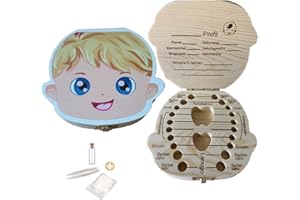 HIQE-FL Zahnschachtel,Zahnbox Zahndose,Zahnbox für Milchzähne,Zahnbox aus Holz,Milchzahndose,Zahndose Milchzähne,Milchzähne Box(Junge)