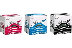‎NASARA Nasara Original Kinesiologisches Physio Sport Tape: Sparset mit 3 Tapes in türkis, pink und schwarz für Sport und Medizin, Rollengröße 5cm x 5m