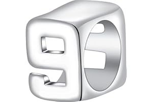 Andante-Stones Argento Massiccio Sterling 925 Originale Perlina Bead Numeri 9" Ciondolo da Donna Charm per bracciali e collane Europei + Sacchetto di Organza